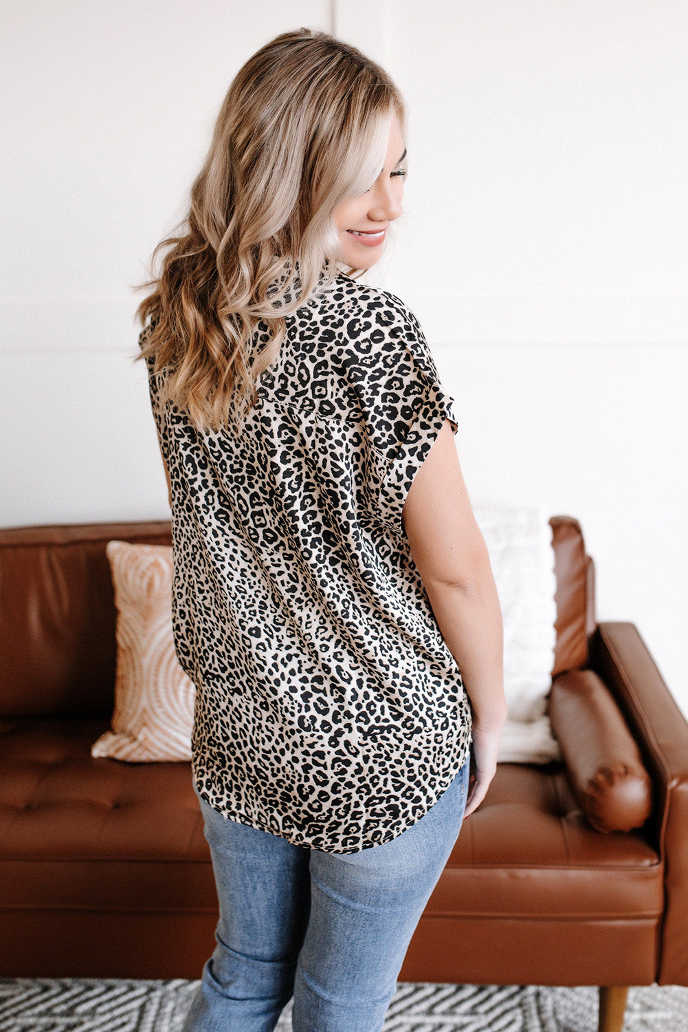 Plus Size Leopard Print Short Sleeves Shirt Plus Size Tops JT's Designer Fashion