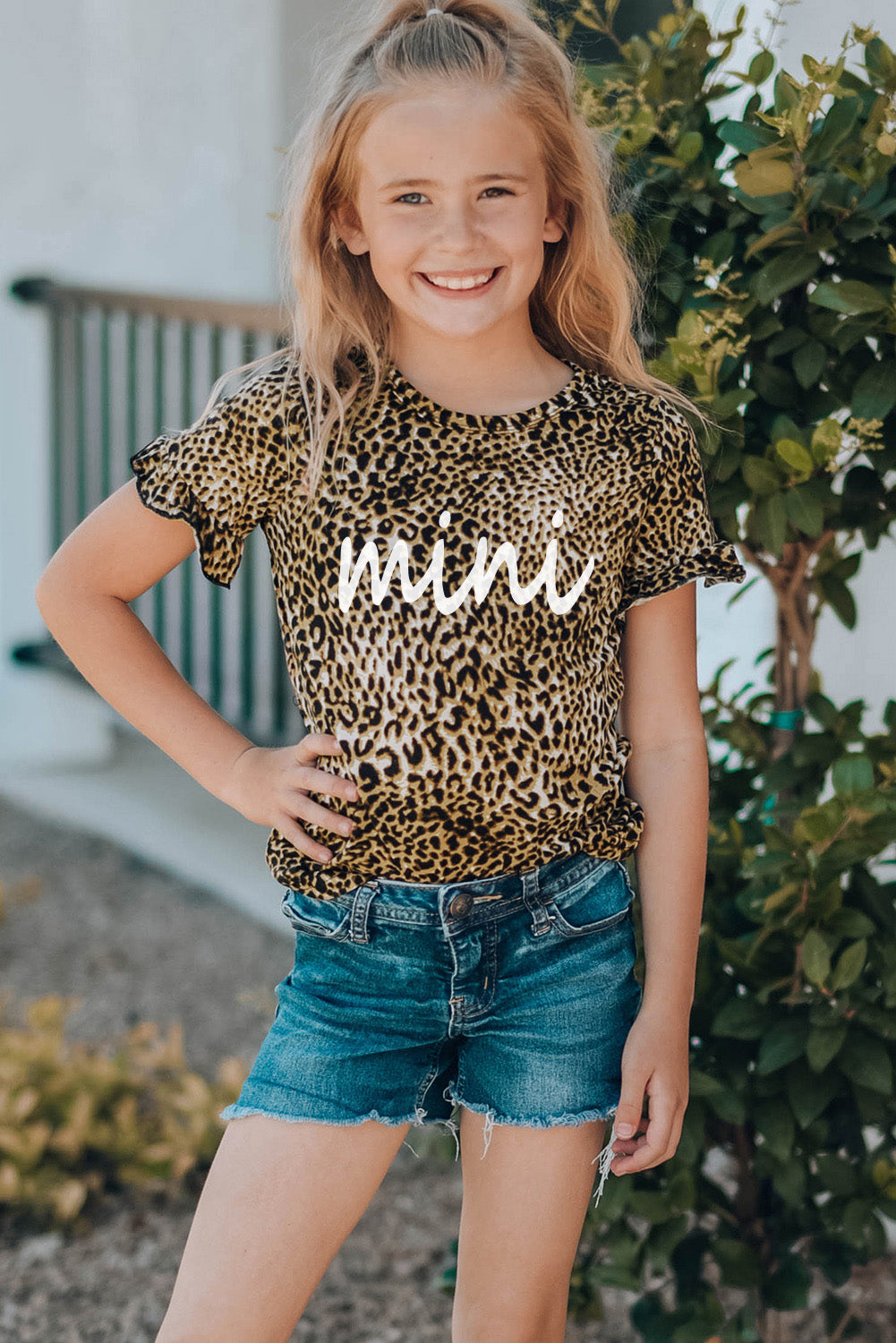 Mother and Me Leopard Mini Ruffled Short Sleeve Girl's T Shirt Family T-shirts JT's Designer Fashion