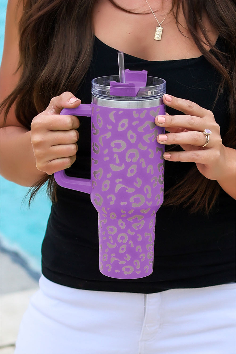 Purple Leopard Spotted 304 Stainless Double Insulated Cup 40oz Tumblers JT's Designer Fashion