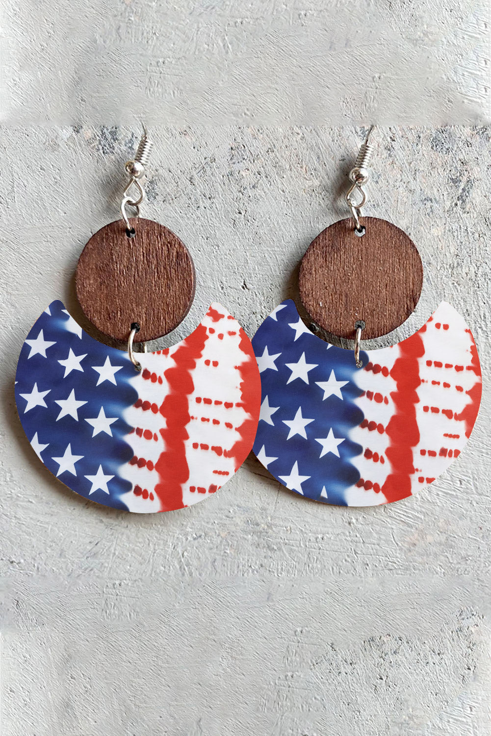 Multicolor American Flag Color Block Wood Dangle Earrings Jewelry JT's Designer Fashion