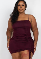 Stunning Plus Size Drawstring Minidress Plum Plus Size Dresses JT's Designer Fashion