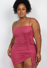 Stunning Plus Size Drawstring Minidress Mauve Plus Size Dresses JT's Designer Fashion