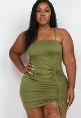 Stunning Plus Size Drawstring Minidress Olive Plus Size Dresses JT's Designer Fashion