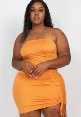 Stunning Plus Size Drawstring Minidress Gold Plus Size Dresses JT's Designer Fashion
